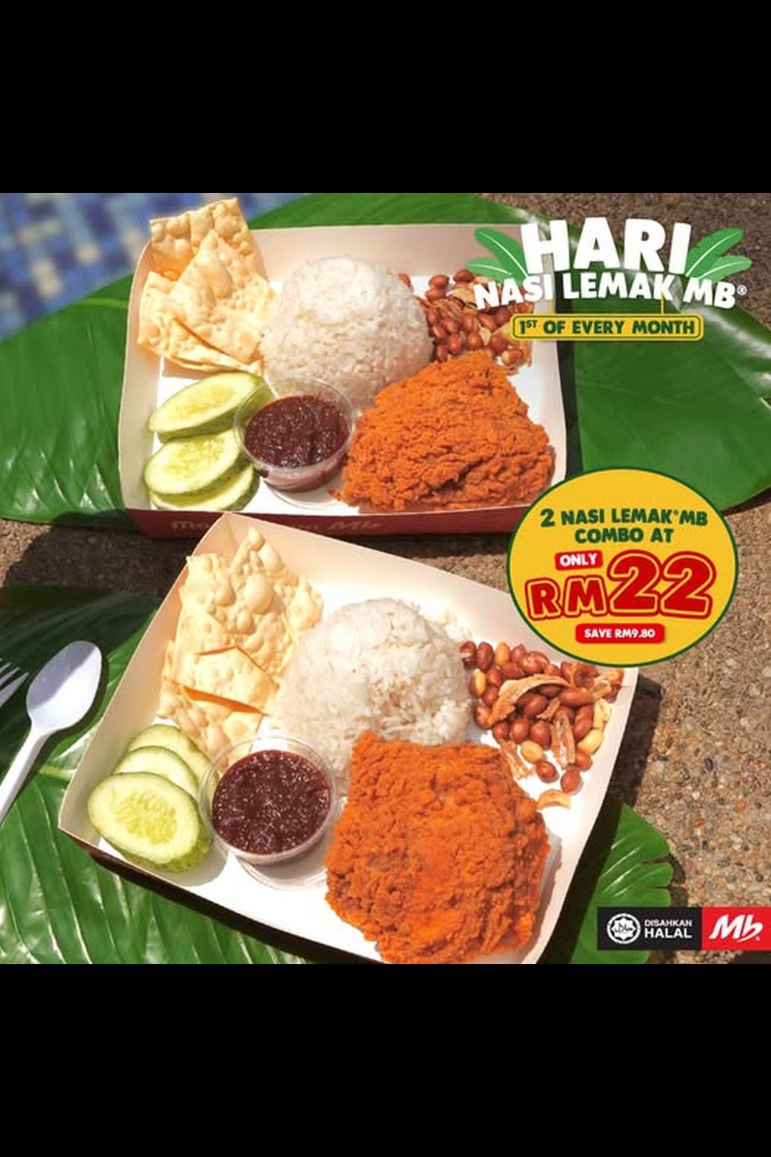 2 Nasi Lemak only RM 22 - Save RM 9.80