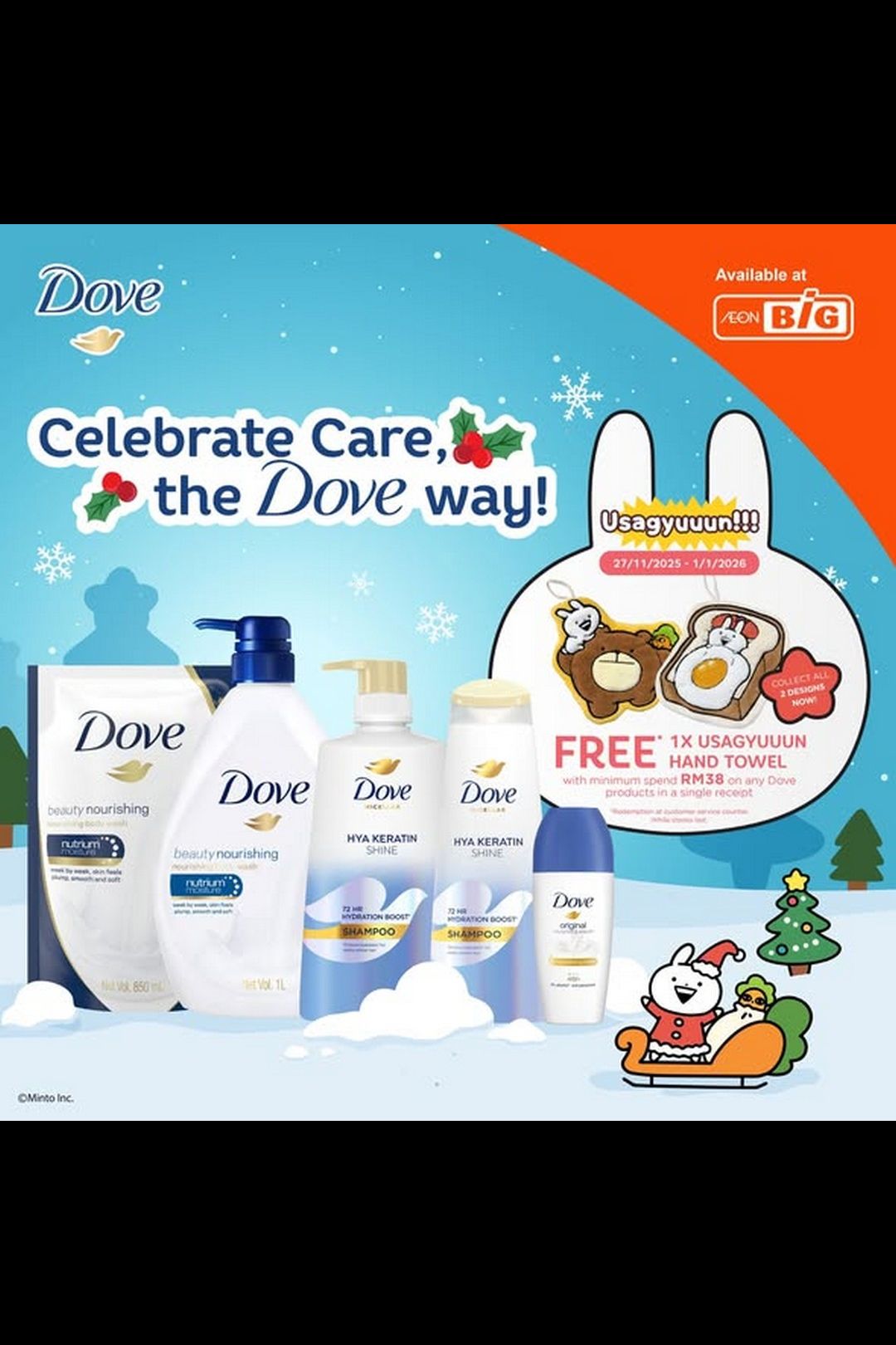 AEON BiG Malaysia: Celebrate Care with Dove: FREE Usagyuuun Hand Towel Promotion