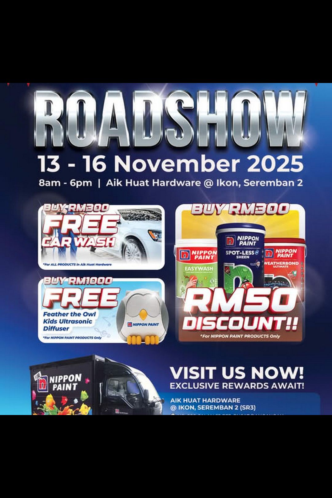 Aik Huat Hardware x Nippon Paint Roadshow: Colour, Fun & Great Deals Await !