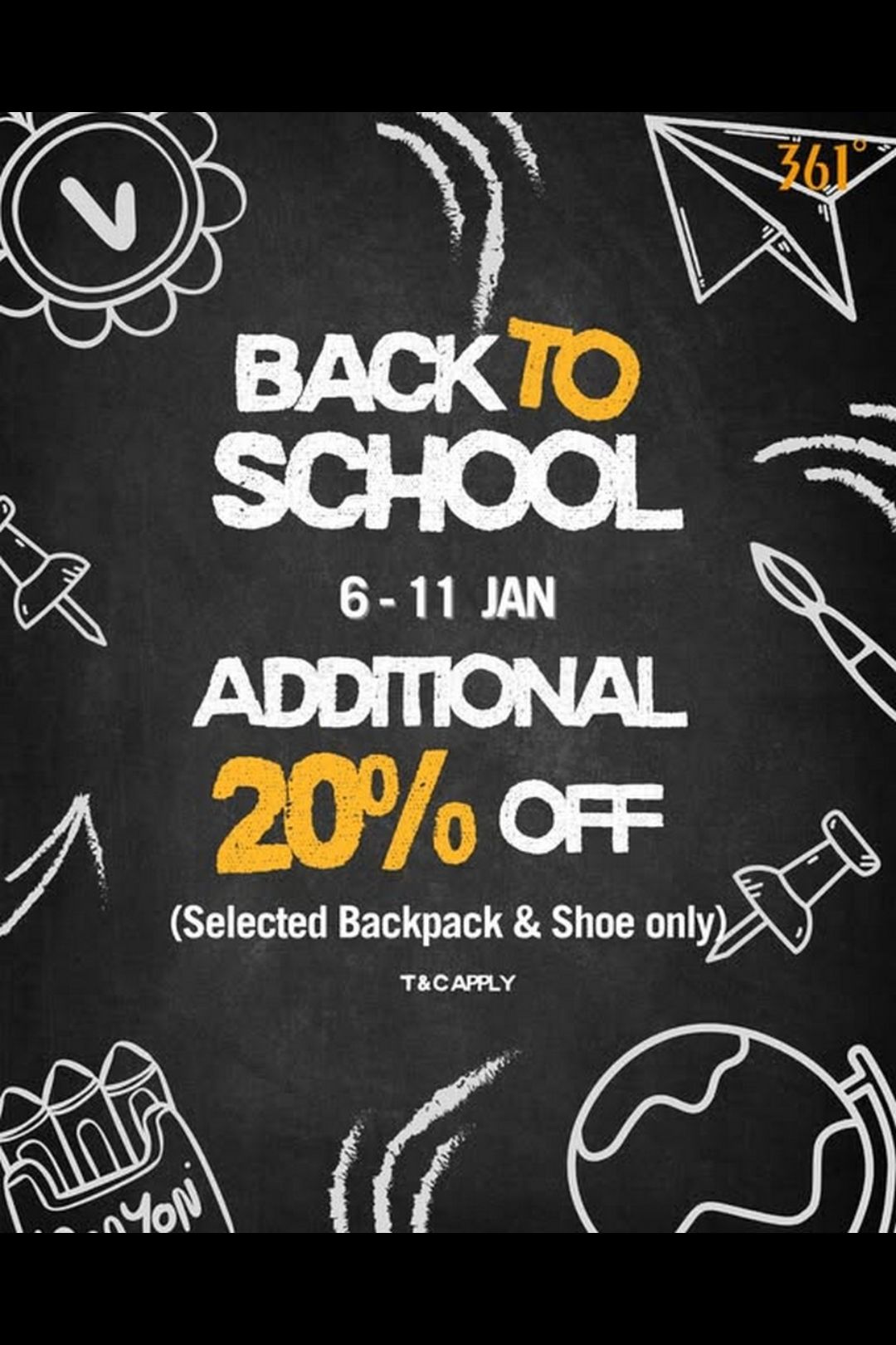 Back to School Promotion: Additional 20% OFF on Selected Backpacks & Shoes!