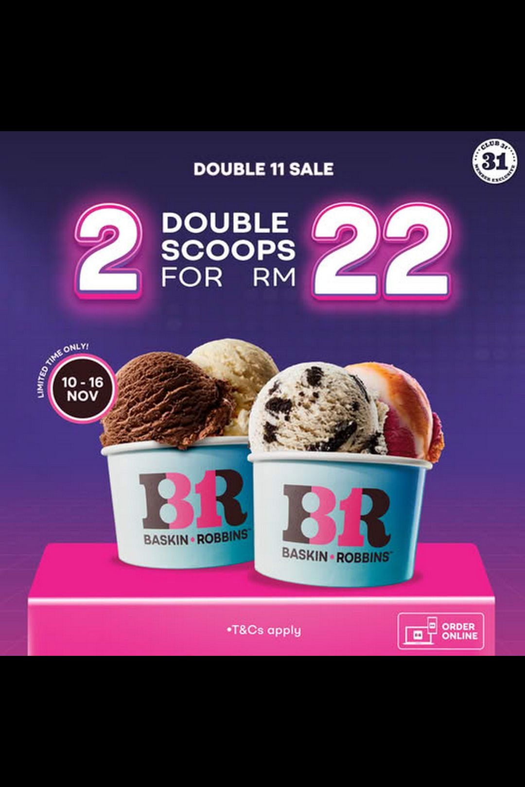 Baskin-Robbins Malaysia Launches 11.11 Sweet Deal — Get 4 Scoops for RM22 This November!