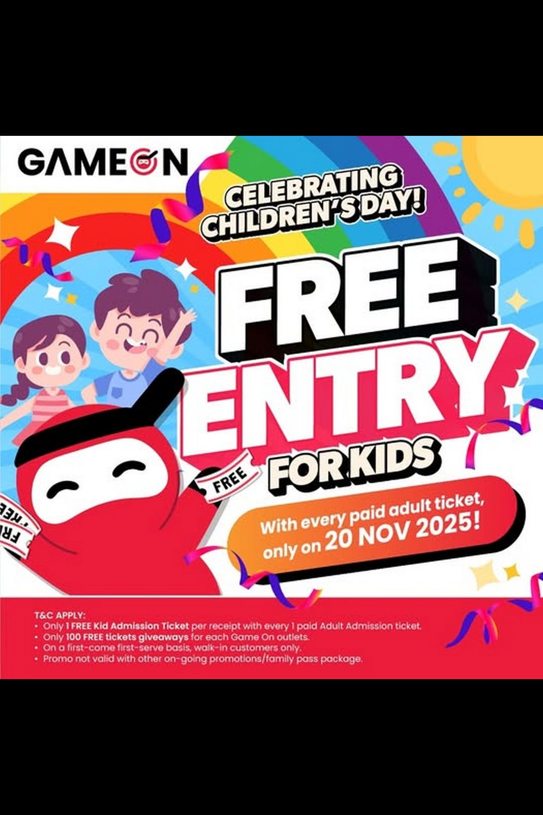 Children’s Day 2025 at Game On Sport Hub: FREE Entry for Kids & A Full Day of Family Fun!
