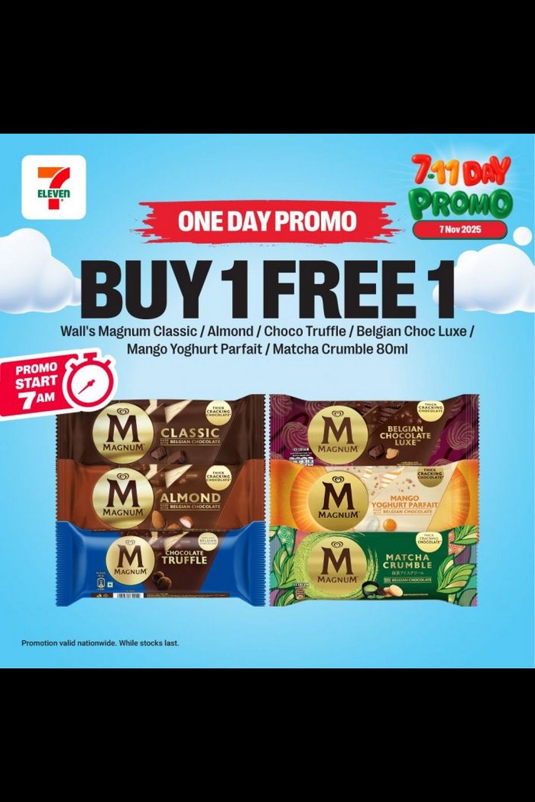 Double the indulgence, double the joy! Enjoy a Buy 1 FREE 1 Magnum Ice Cream offer on selected flavours !