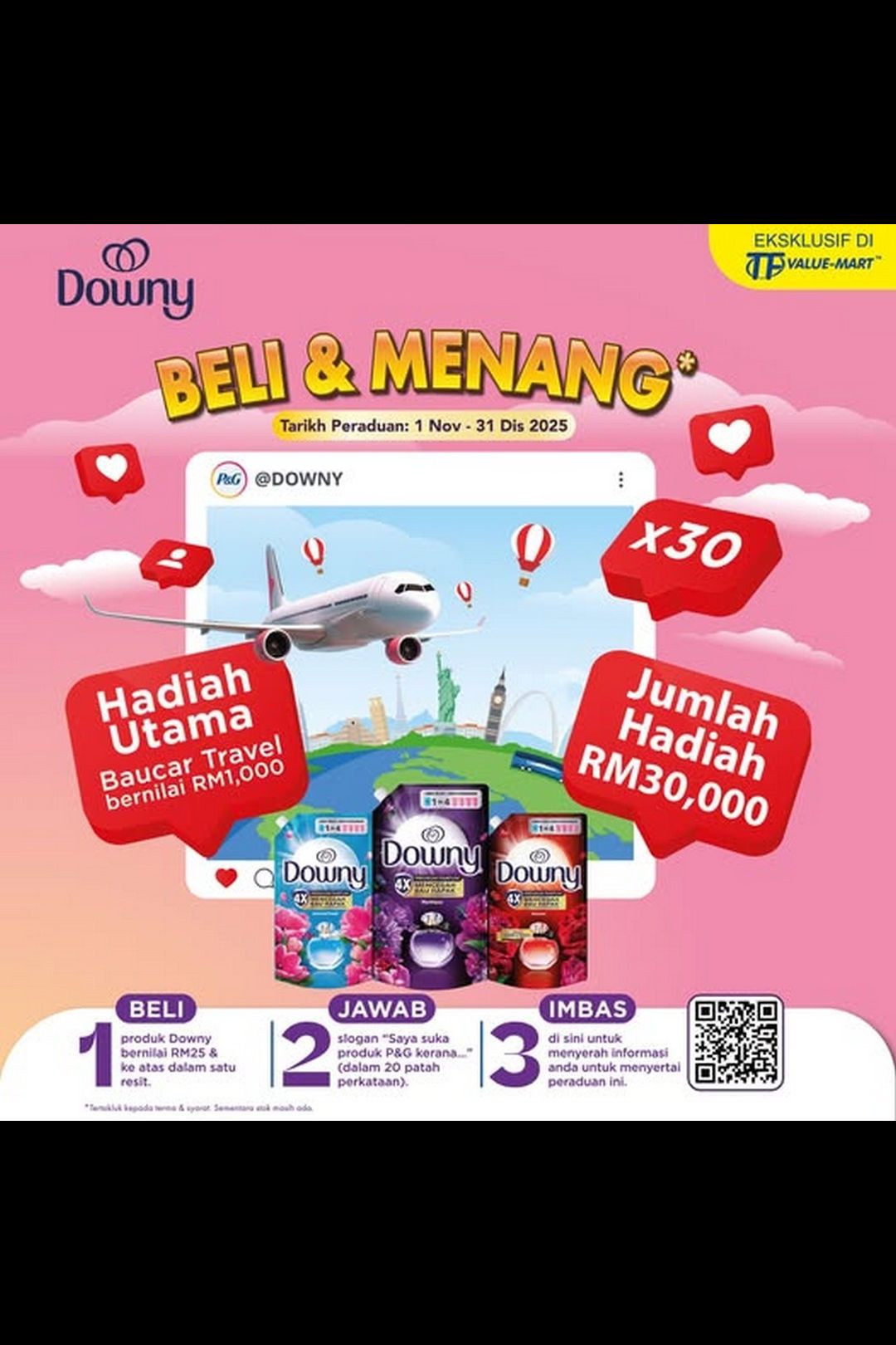 Downy Buy & Win Contest at TF Value-Mart Malaysia – Win a RM1,000 Travel Voucher!
