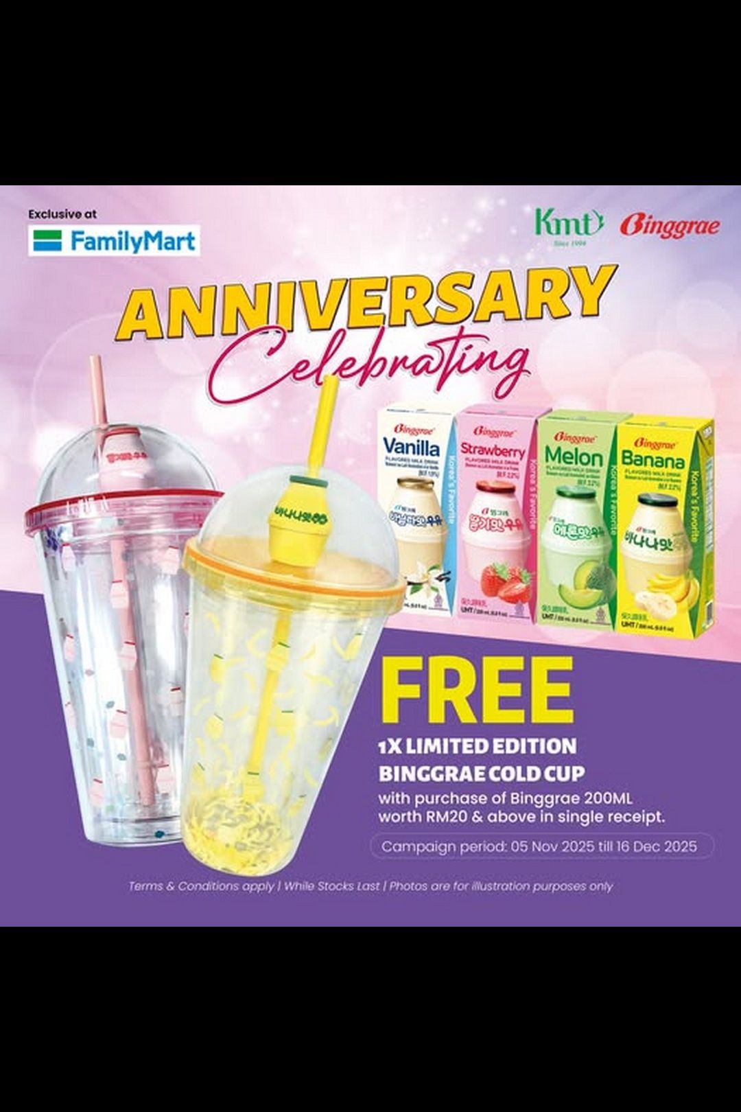 FamilyMart Malaysia: Redeem Your FREE Limited Edition Binggrae Cold Cup with RM20 Purchase!