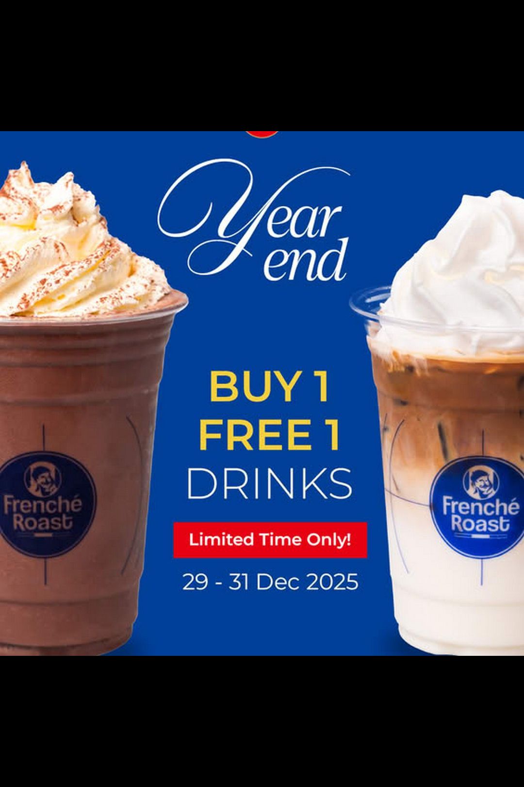 Frenché Roast Café: Year-End Buy 1 Free 1 Drinks Promotion!