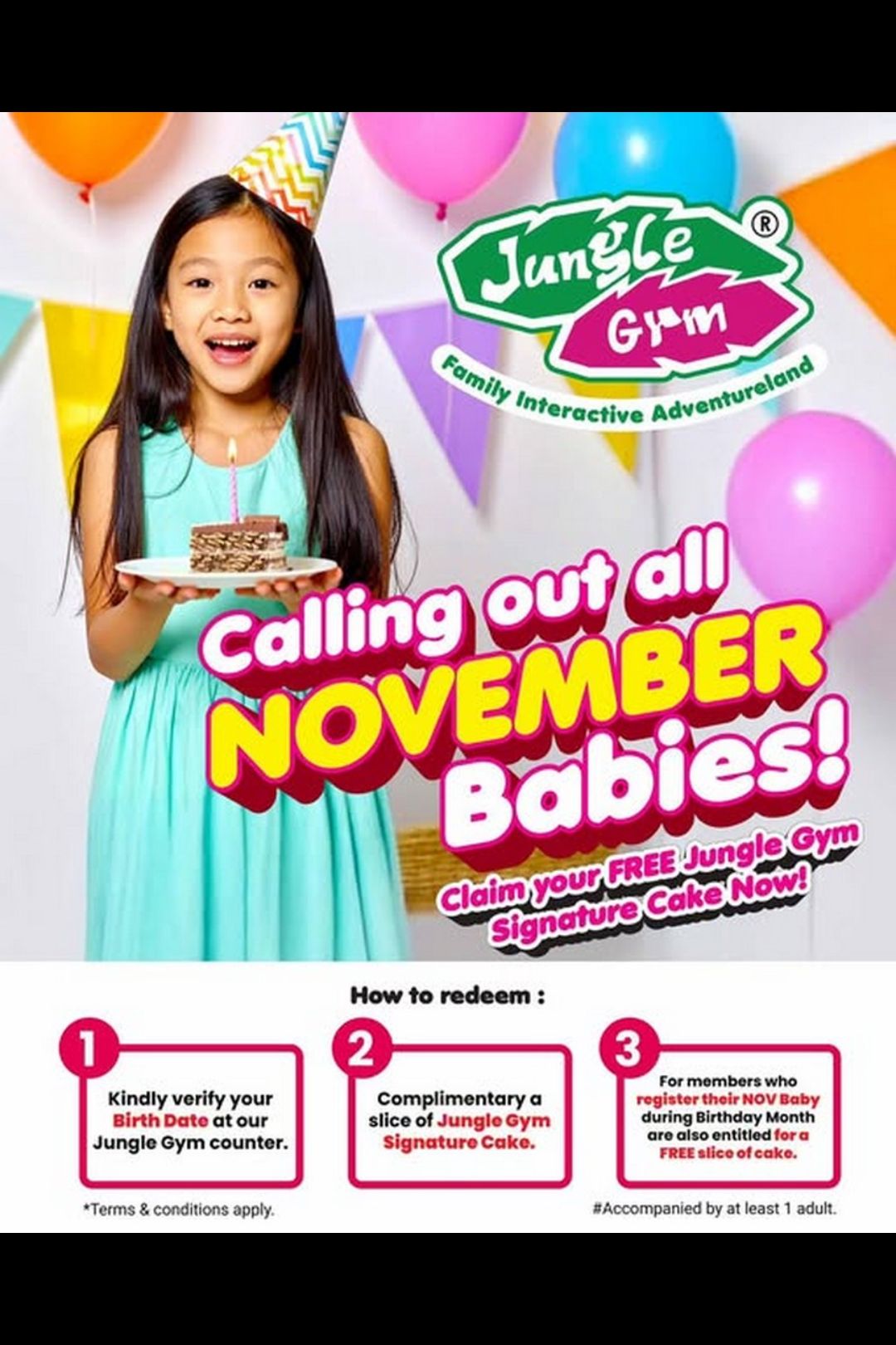 Jungle Gym Malaysia: Claim your FREE Signature Birthday Cake for November-Born Kids!