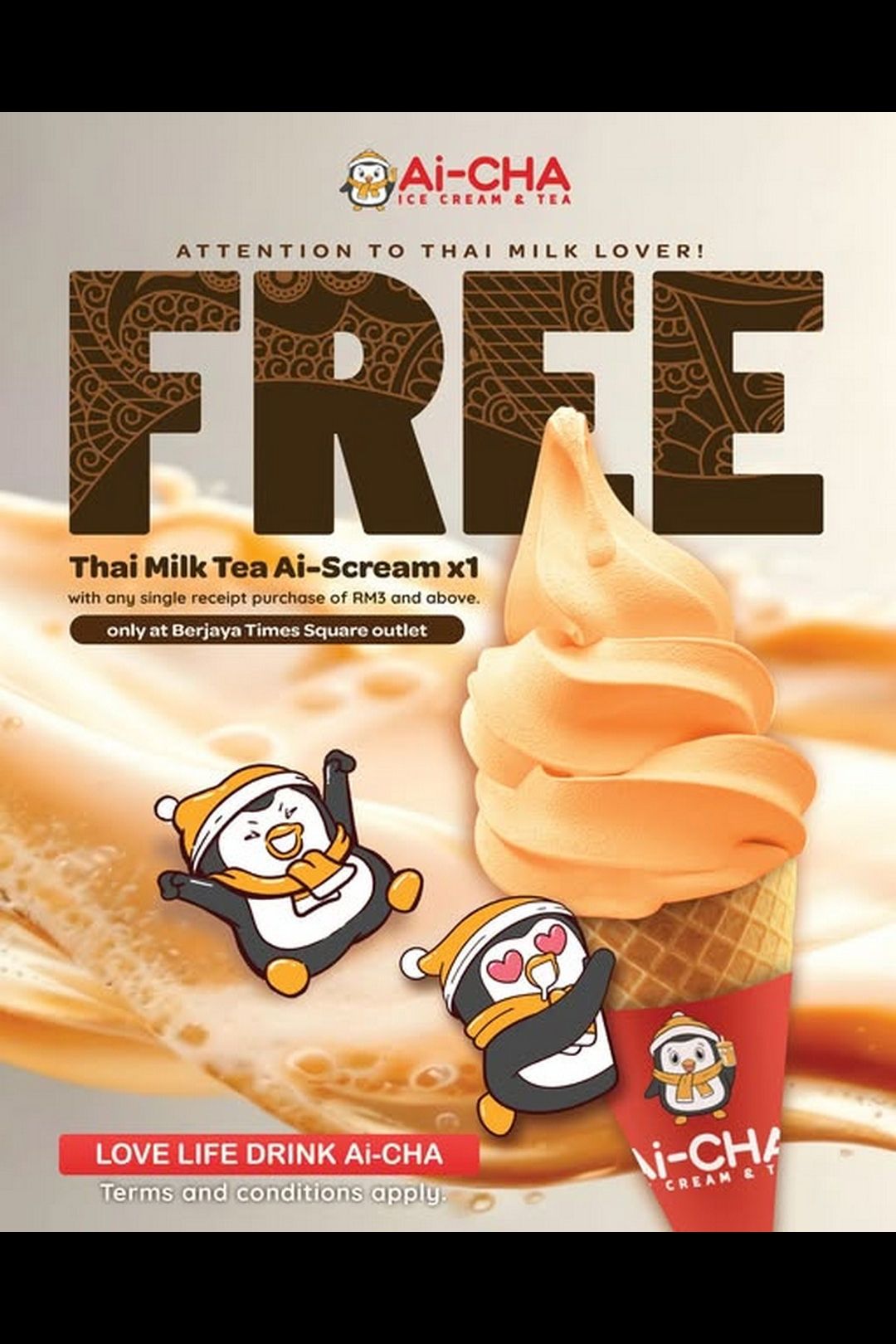 Just spend, chill, and enjoy your FREE ice cream at Ai-CHA!