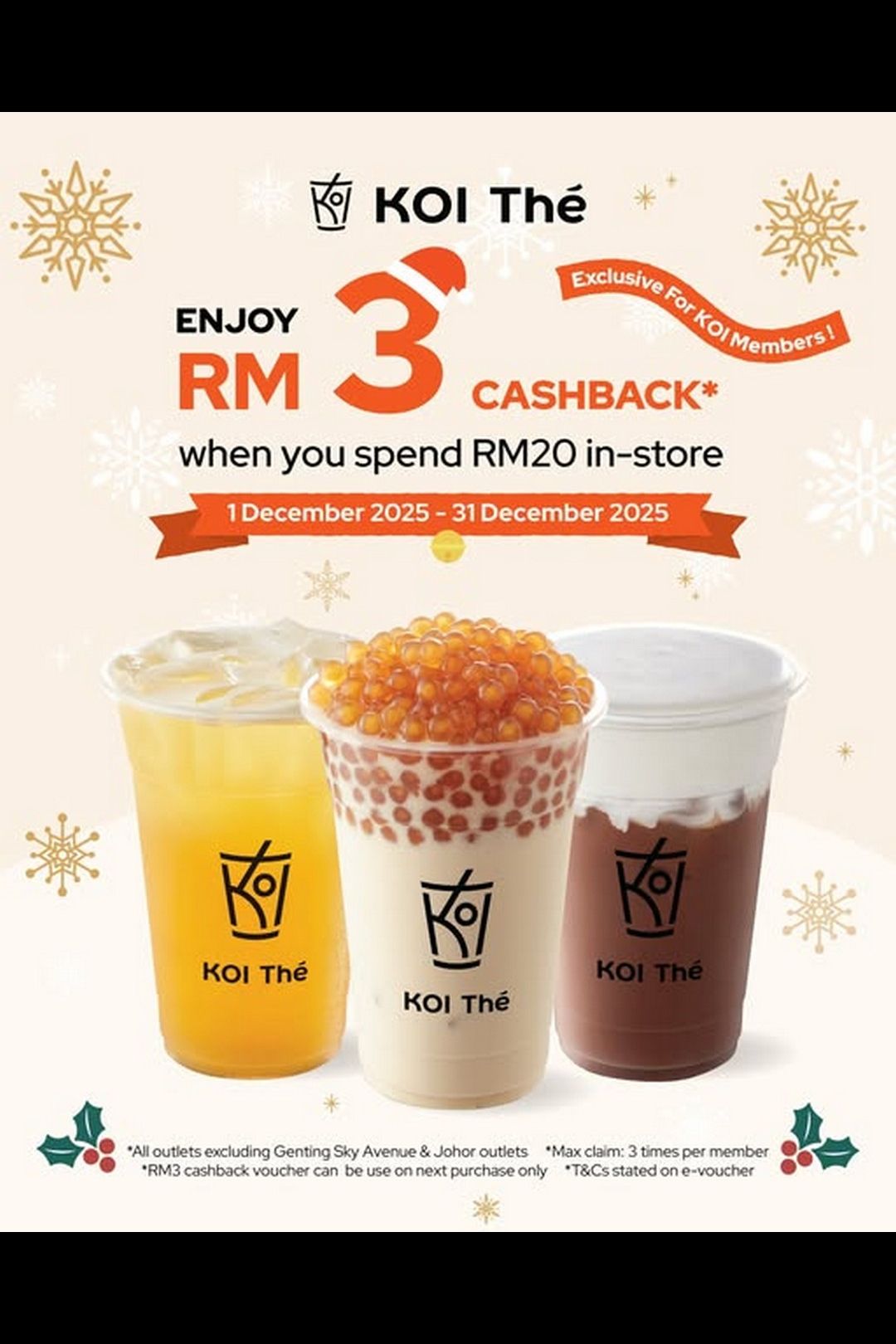 KOI Thé Malaysia: December Cashback Promotion for KOI Members!