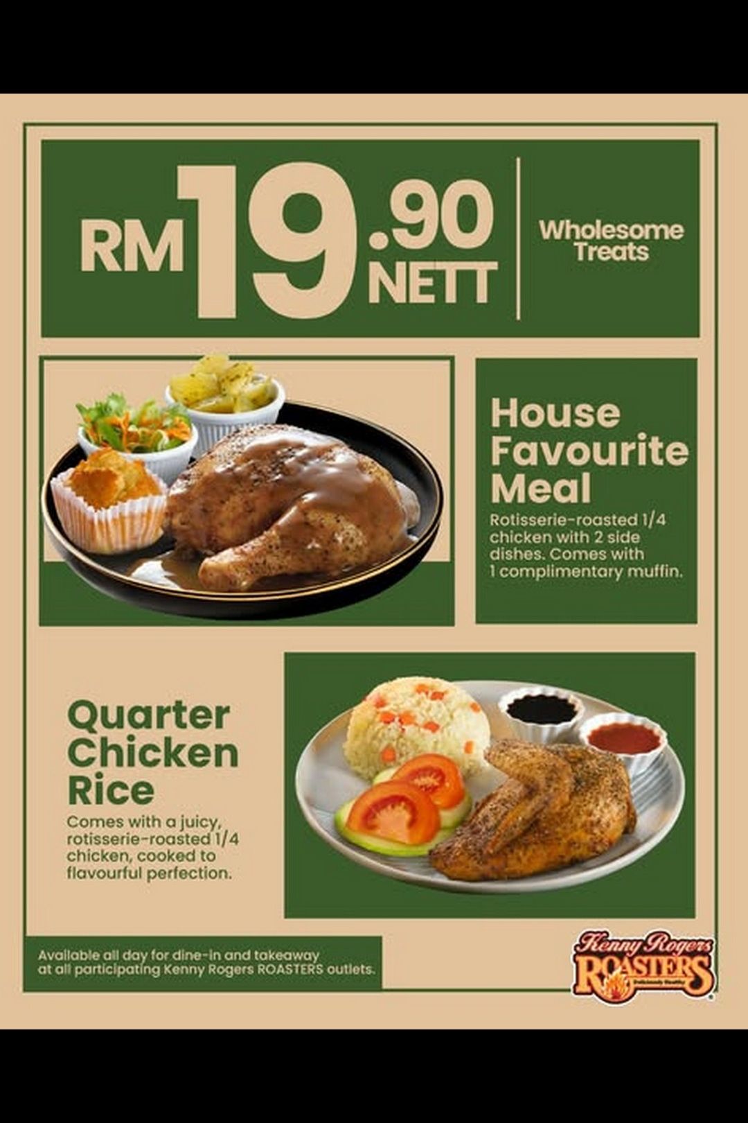Kenny Rogers ROASTERS Malaysia: Enjoy Your Favourite Meals from RM19.90 Nett: Promotion!