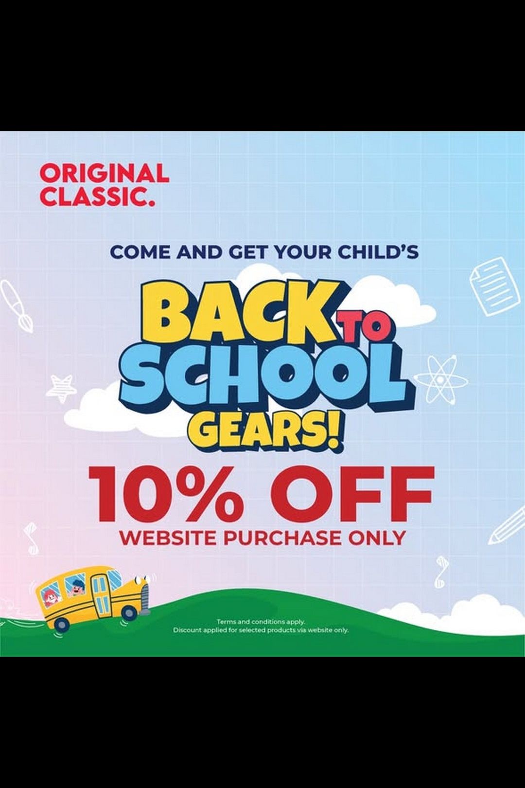 Original Classic: Back-to-School Essentials Online Promotion – Shoes, Bags, Bottles, Socks at 10% Off!