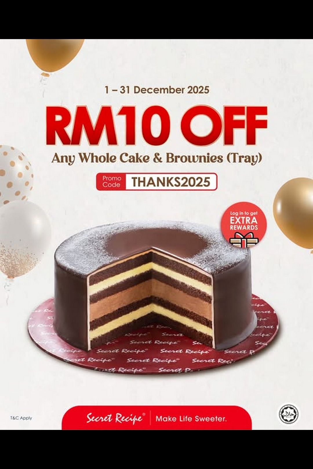 Secret Recipe Malaysia: Sweet Treats Promotion – RM10 Off Whole Cakes & Brownies!