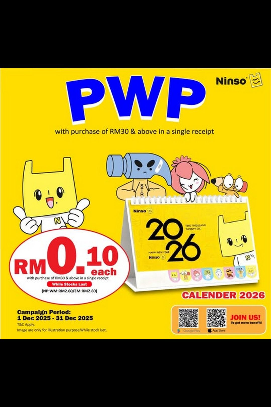  December Steal at Ninso! Get Your 2026 Calendar for RM0.10! 